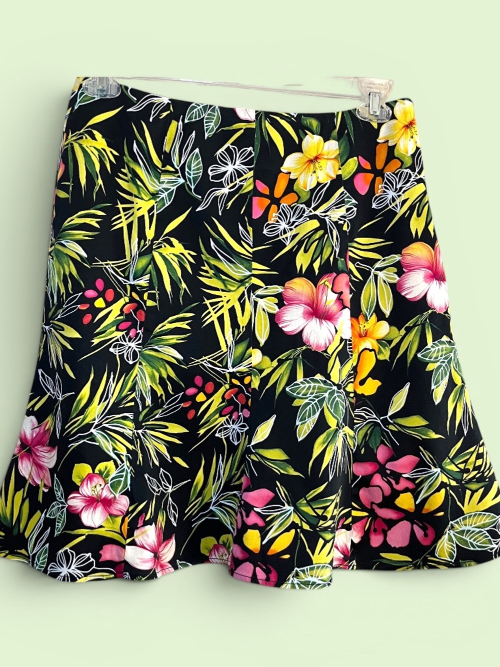 Versailles 8-Gore Tropical Print Almost Knee-Length Skirt Size 10